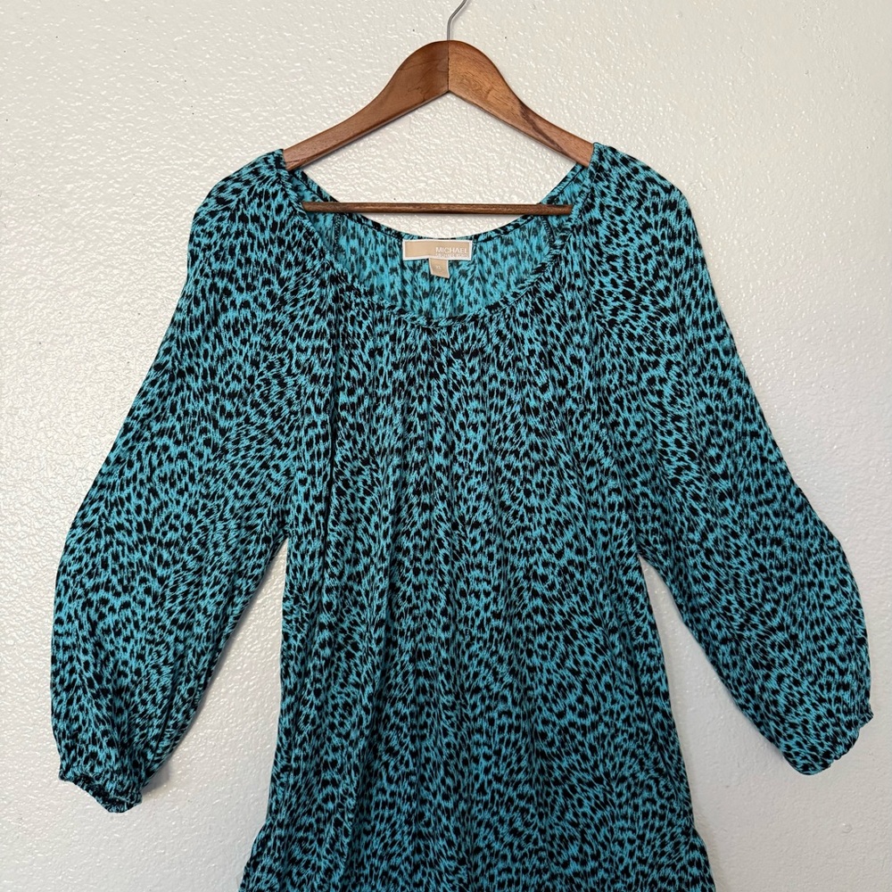 Michael Kors Teal and Black Blouse Women’s Size XL Long Slevee